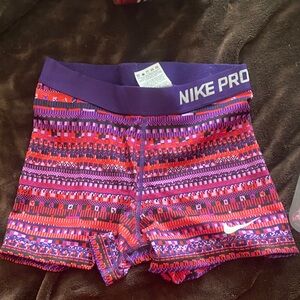Nike Women's Athletic Shorts - Purple and Red Pattern